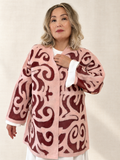 Pink Burgundy mid-length jackets handmade from natural silk and wool, view 1